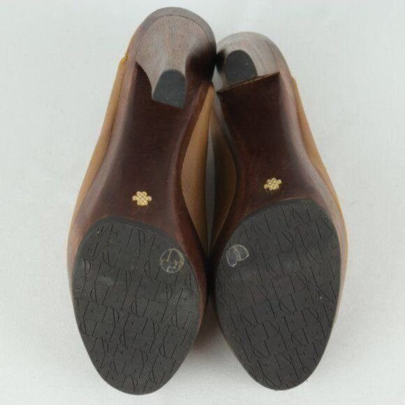 Diane Von Furstenberg Faye Women's Size 6.5 Tan Leather Open Toe Wood Sole Mule - Picture 6 of 10